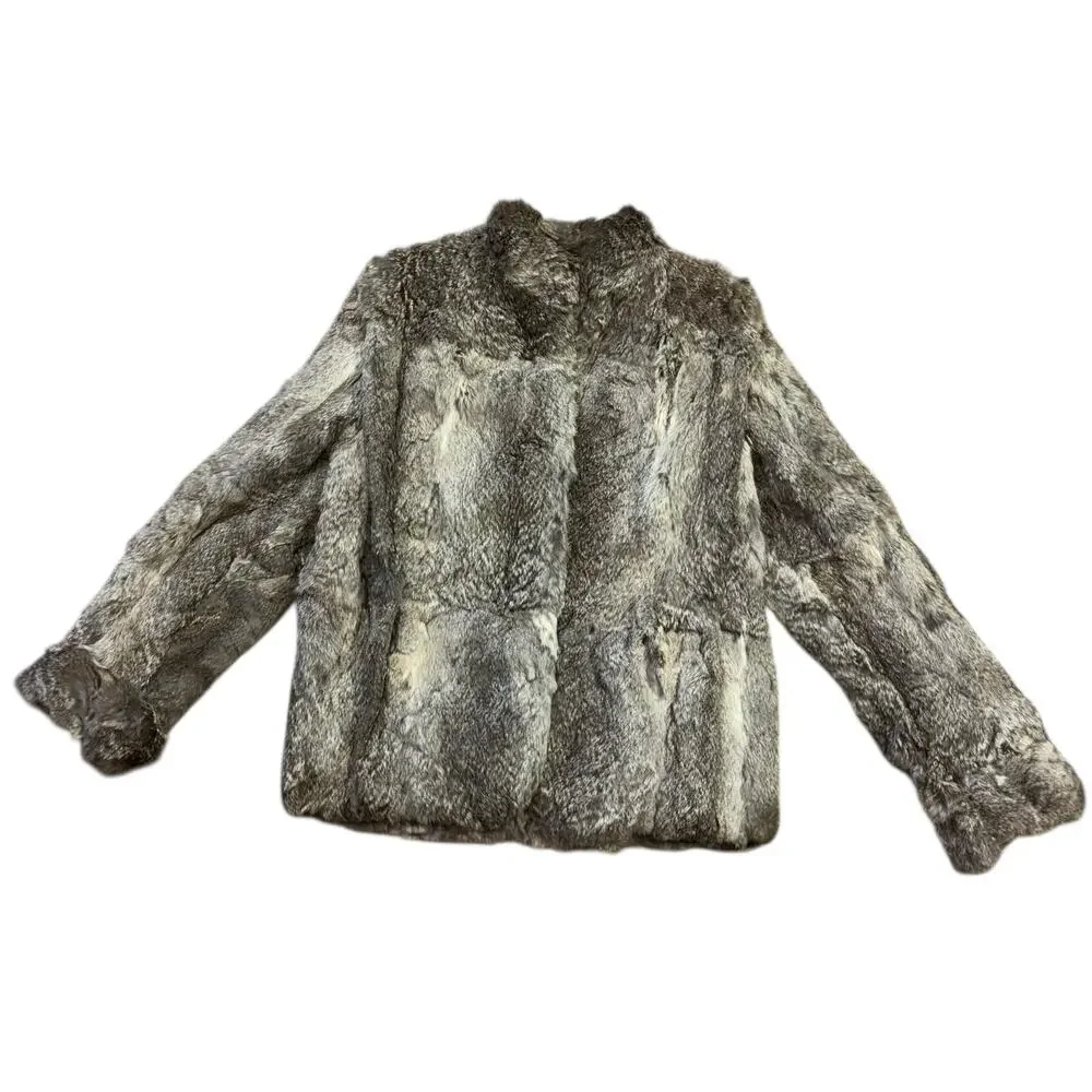 Sergio Valente Rabbit Fur Winter Coat Women’s M Luxury Maximalist Mobwife Soft